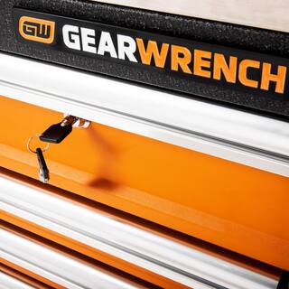 GEARWRENCH GSX 72 in. x 25 in. 18-Drawer Orange and Black Rolling Mobile Workbench Cabinet with Stainless Steel Worktop 83249