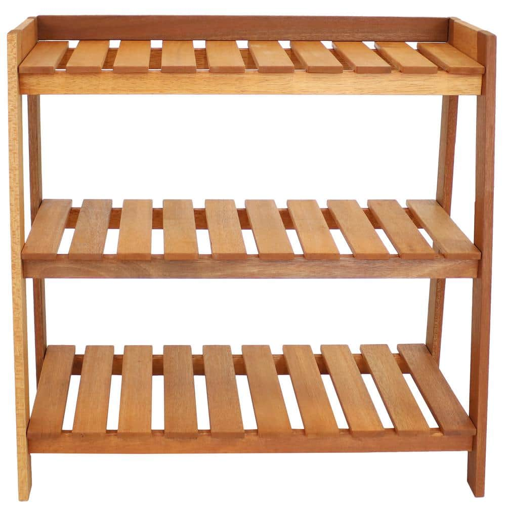 Sunnydaze Meranti Wood Garden Other Planter Accessory Shelf with Teak Oil Finish FRN-511