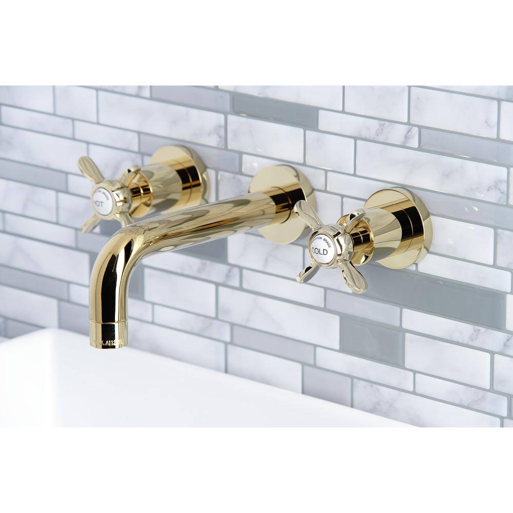 Kingston Brass Essex 2-Handle Wall-Mount Bathroom Faucets in Polished Brass HKS8122BEX