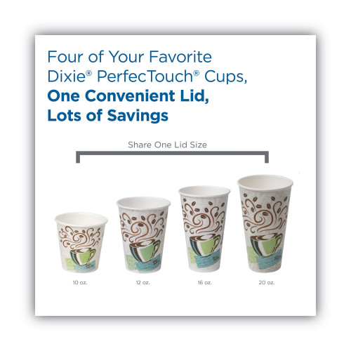 Dome Drink-Thru Lids， Fits 10 oz to 20 oz Dixie Paper Hot Cups， White， 100/Pack (D9542PK)