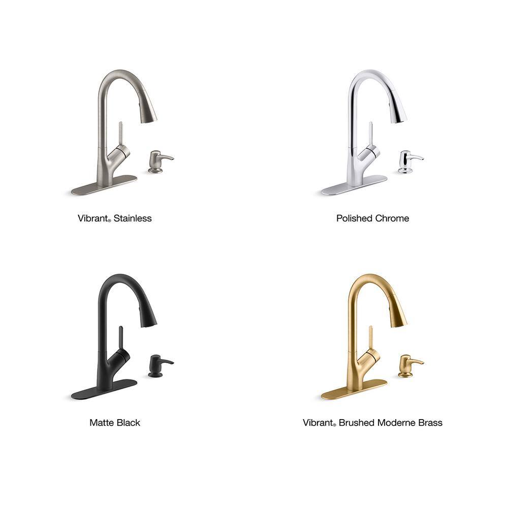 KOHLER Setra Single-Handle Pull-Down Sprayer Kitchen Faucet in Vibrant Brushed Moderne Brass K-R22897-SD-2MB