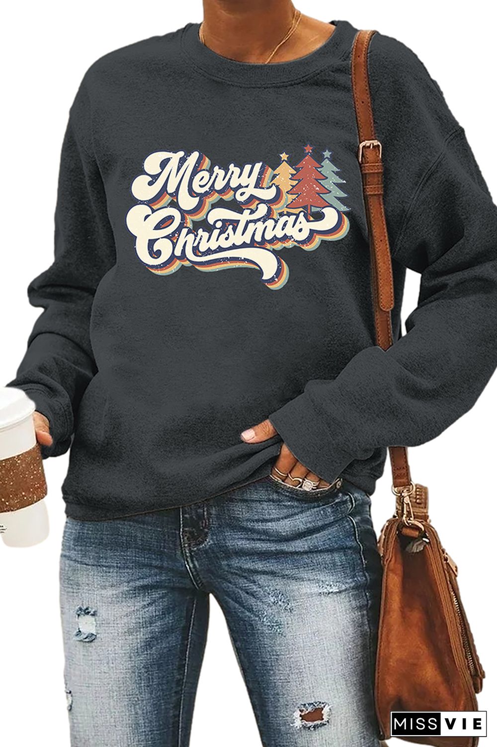 70s Style Merry Christmas Sweatshirt Wholesale