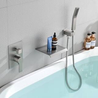 Miscool Forest Single-Handle Wall Mount Roman Tub Faucet with Hand Shower with Ceramic Disc in Brushed Nickel SHSMDH10C021BNL