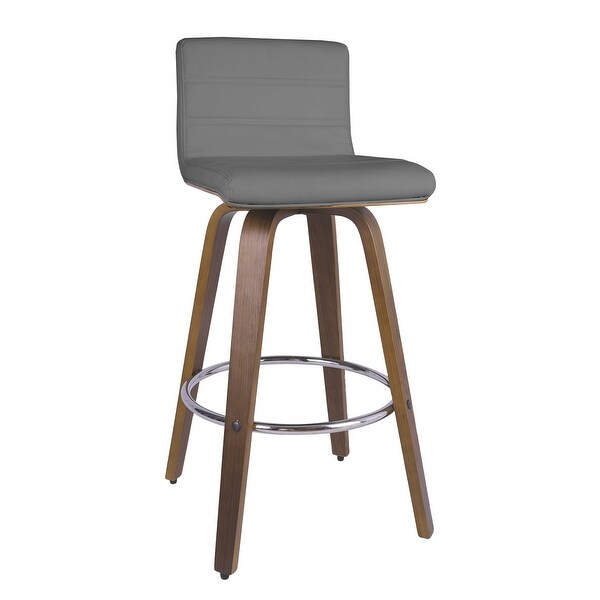 Swivel Bar Stools Wood PU Leather Upholstered Kitchen Barstool 26-inch - Set of 2