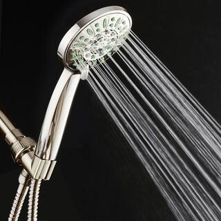 AquaDance Antimicrobial 6-Spray Patterns 4 in. Single Wall Mount Handheld Showerhead in Brushed Nickel Finish High Pressure 82216