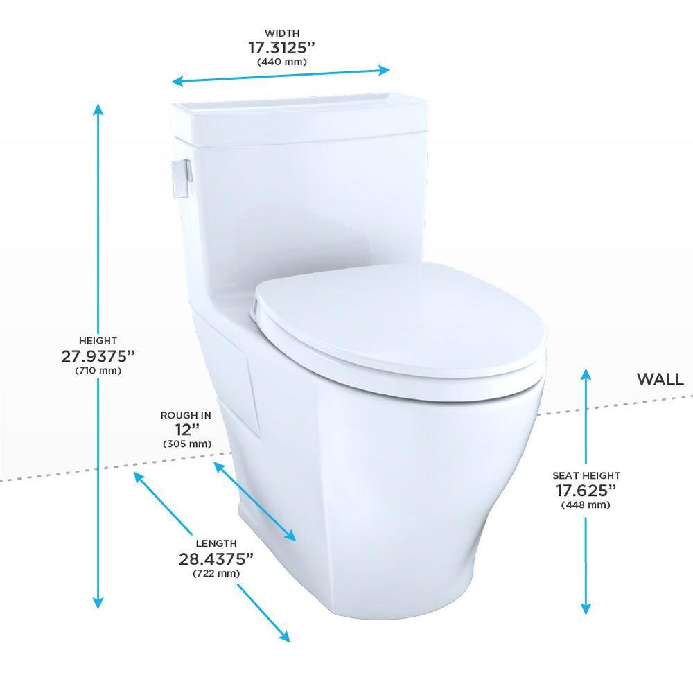 TOTO Legato 1-piece 1.28 GPF Single Flush Elongated ADA Comfort Height Toilet in Cotton White SoftClose Seat Included MS624124CEFG#01