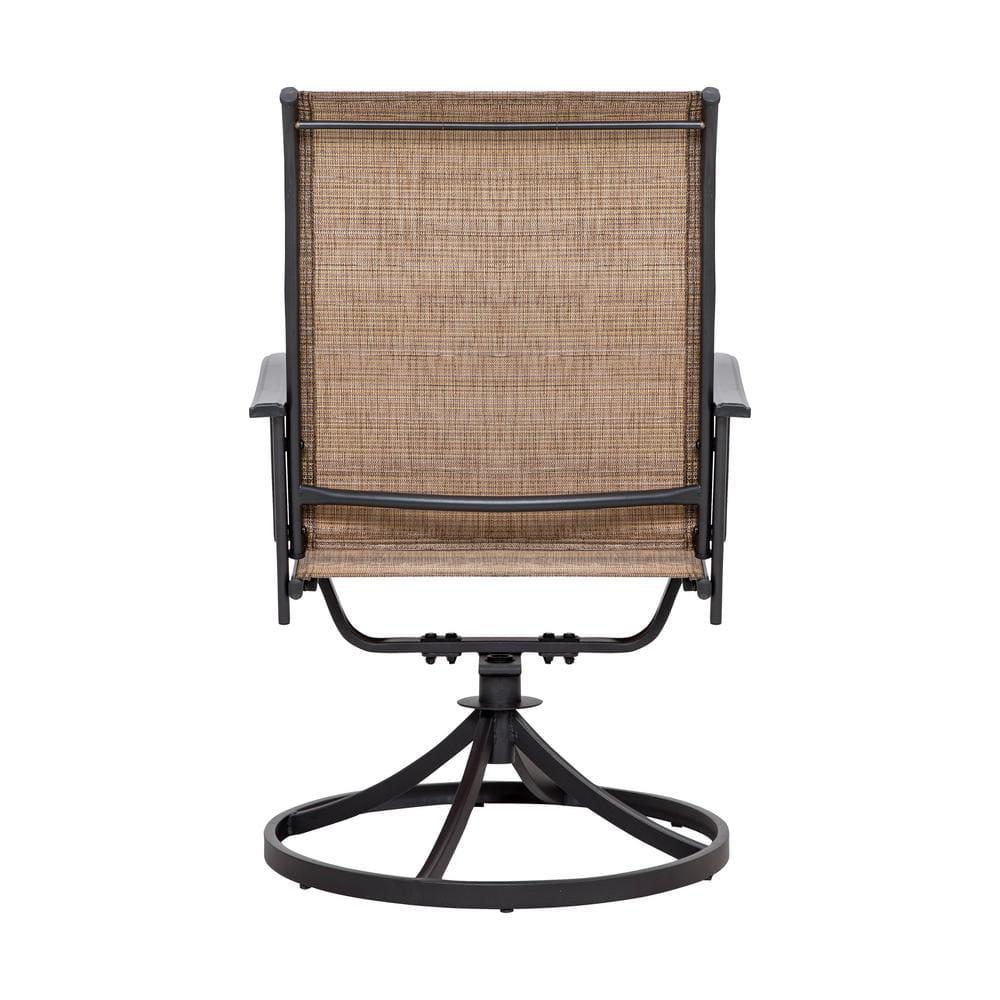 Nuu Garden 2Piece Swivel Steel Sling Outdoor Patio Dining Chairs Brown