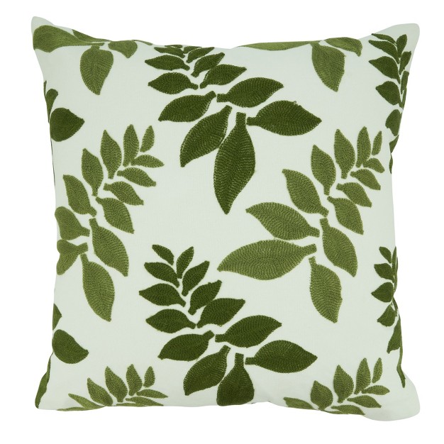 Saro Lifestyle Down filled Crewel Embroidery Throw Pillow With Leaf Design