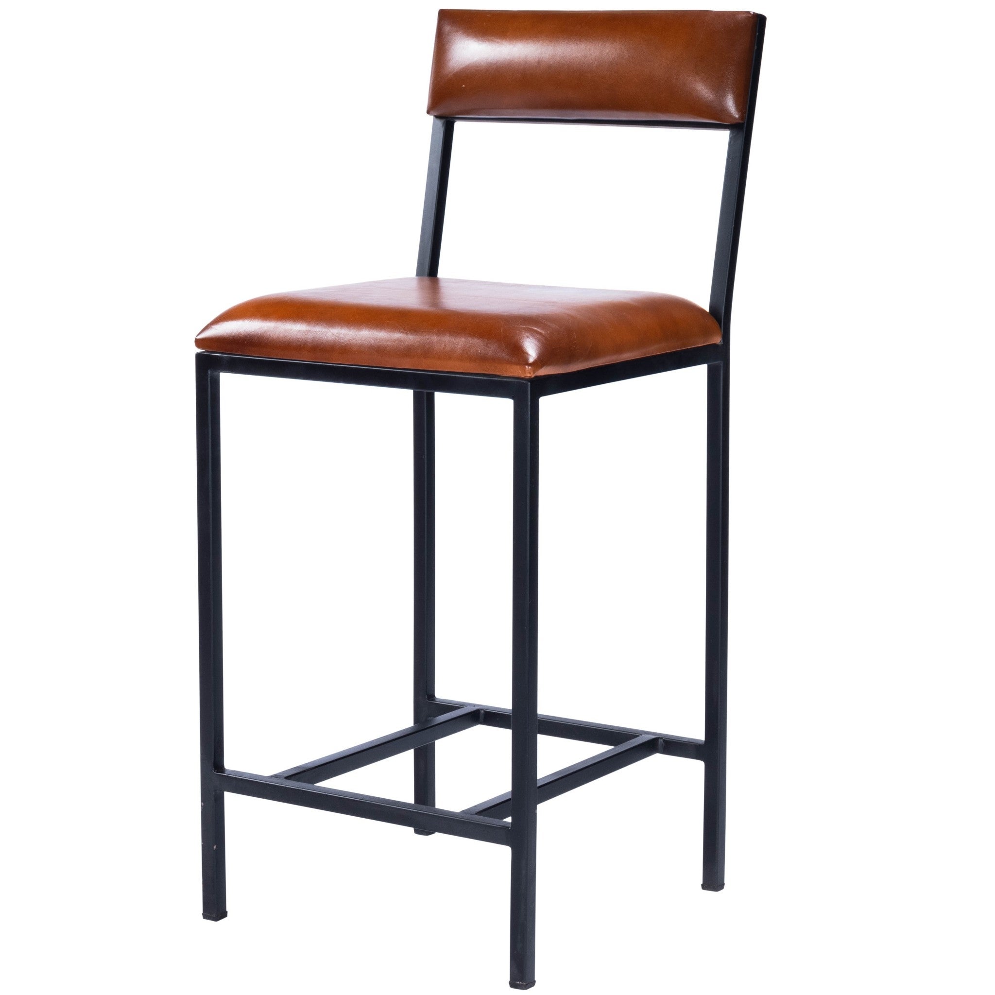 Classic Leather and Metal Counter Stool - 38.25