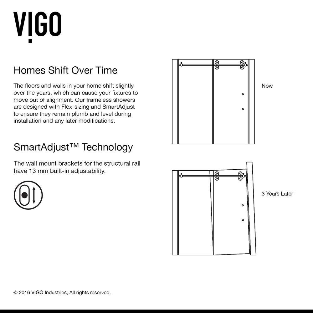 VIGO Winslow 34 in. L x 46 in. W x 74 in. H Frameless Sliding Rectangle Shower Enclosure in Stainless Steel with Clear Glass VG6051STCL48