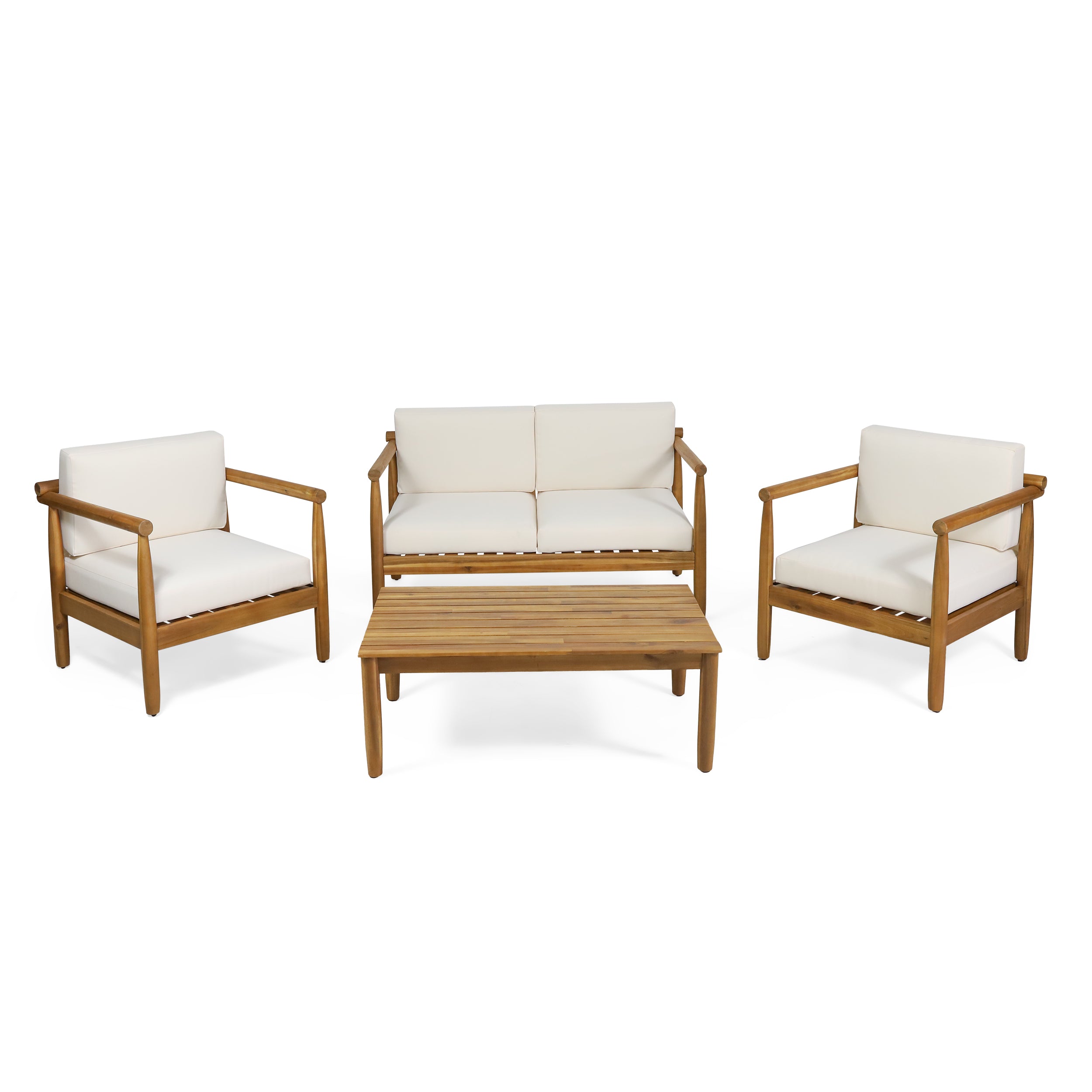 Benewah Outdoor Acacia Wood 4 Seater Chat Set