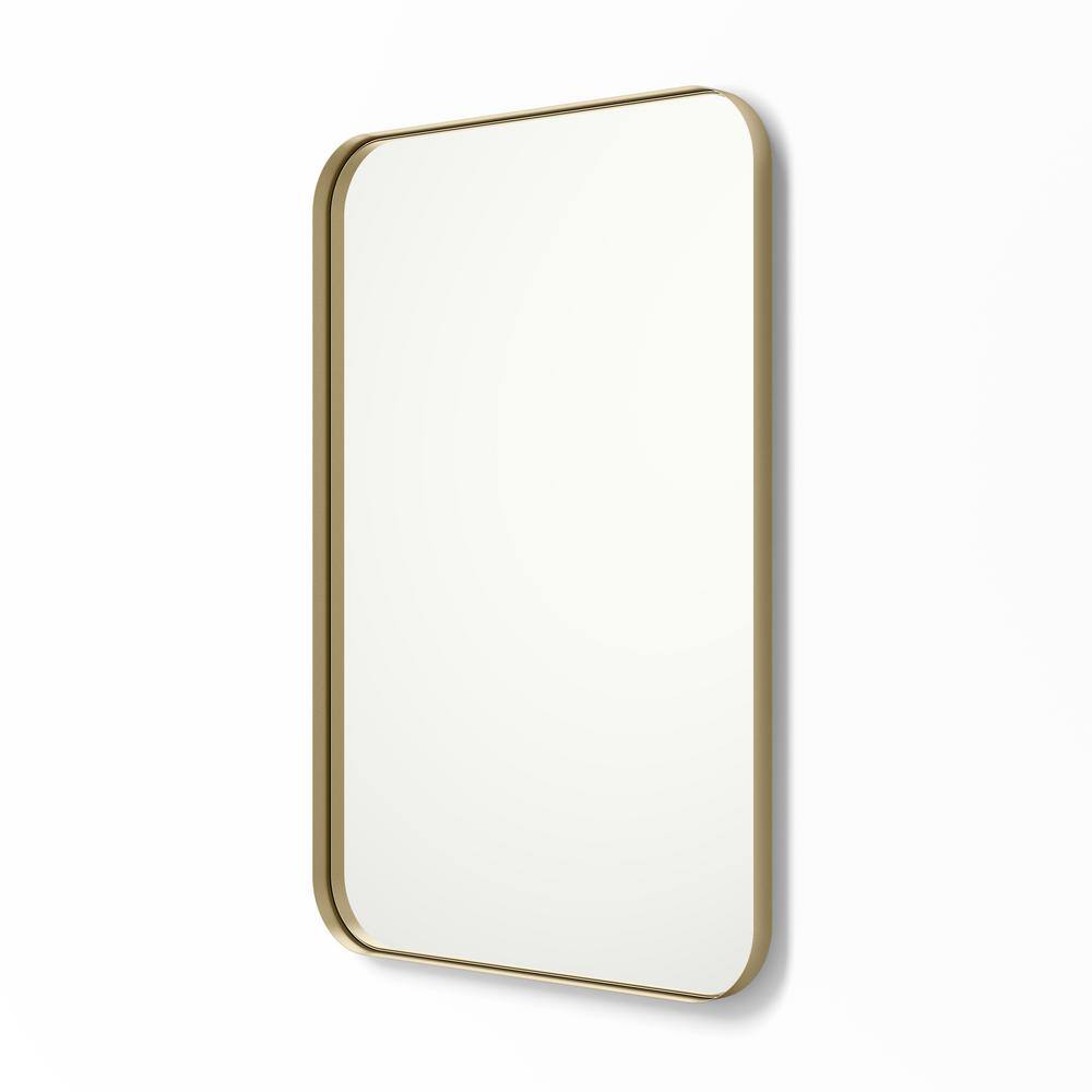 better bevel 20 in. x 30 in. Metal Framed Rounded Rectangle Bathroom Vanity Mirror in Gold 20040