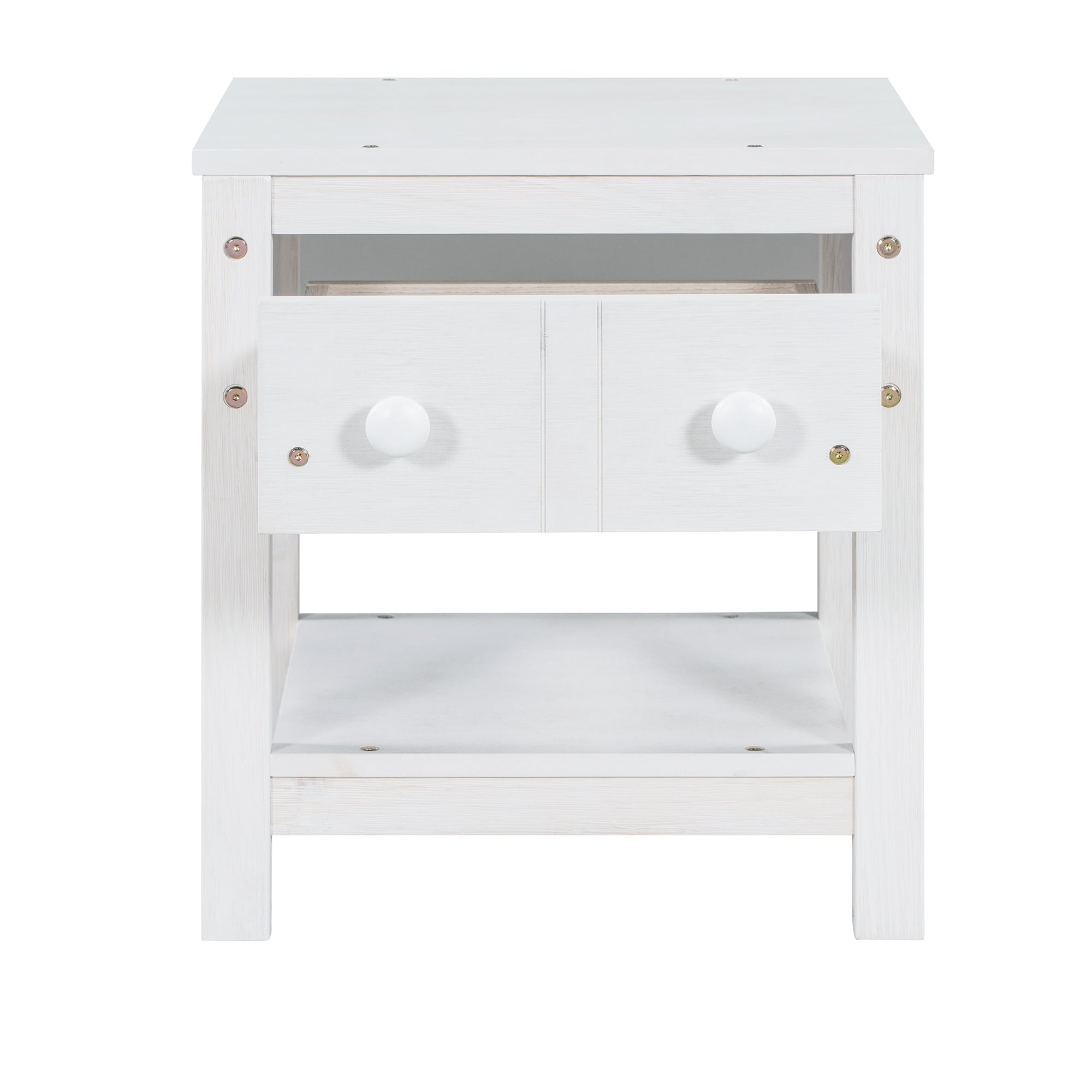 ikayaa Wooden Nightstand with One Drawer and One Shelf ,Modern Style Bedside Table(Set of 2) - White