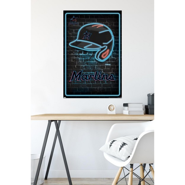 Trends International Mlb Miami Marlins Neon Helmet 23 Unframed Wall Poster Prints