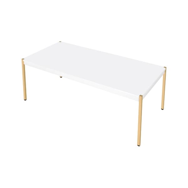 ACME Otrac Rectangular Coffee Table in White and Gold