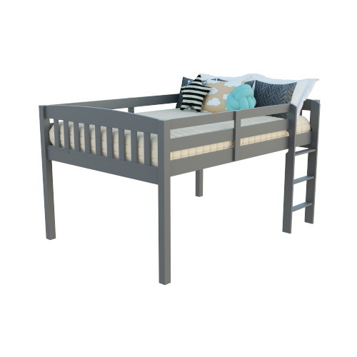 Yes4wood Elbrus Grey Low Loft Bed with Storage  Sp...