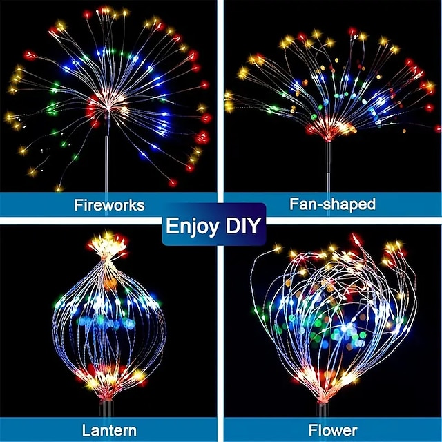 Solar Fireworks Lights 90/120/150/200 LEDS Outdoor DIY Solar Lights Garden Decorative Lights Waterproof Fairy Lights Lawn Lights