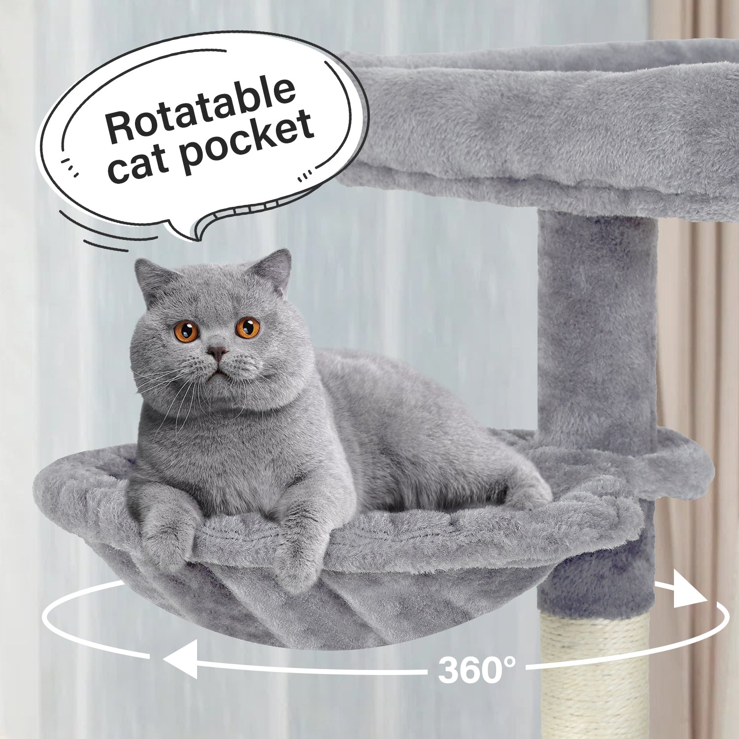 BestPet 33in Cat Tree Cat Tower with Scratching Posts for Indoor Cats,Multi-Level Cat Furniture Activity Center Stand House Cat Condo with Hammock Perch and Kitten Toys Pet Play House,Light Gray