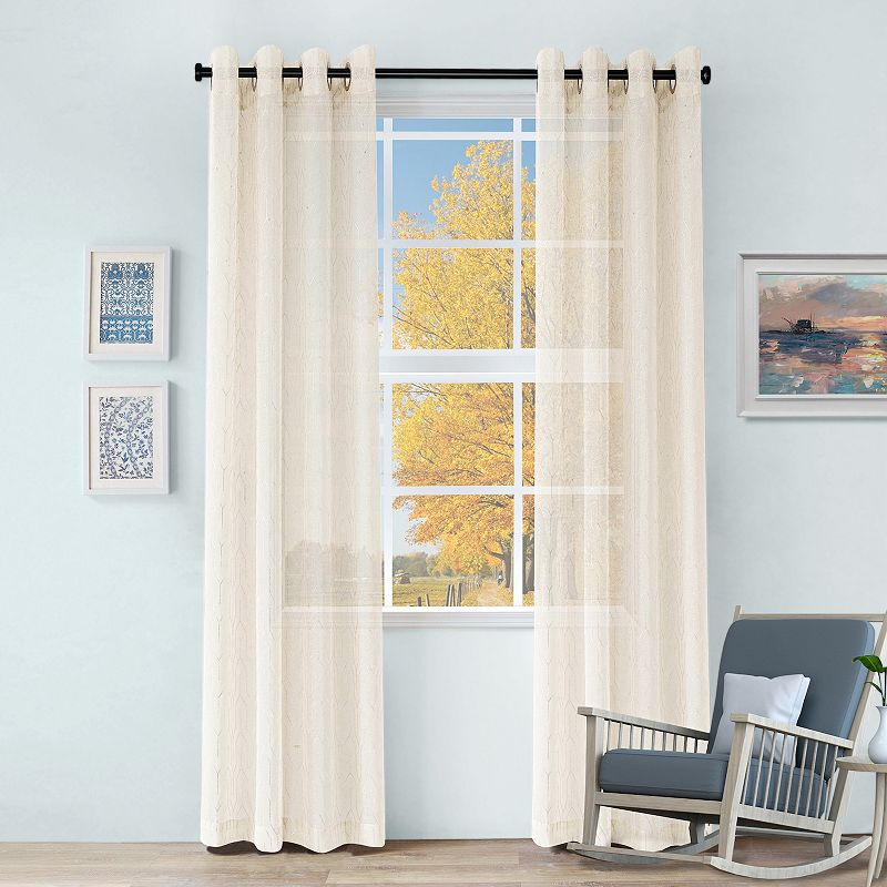 Superior Cormac Printed Sheer Pair of 2 Grommet Window Curtain Panels