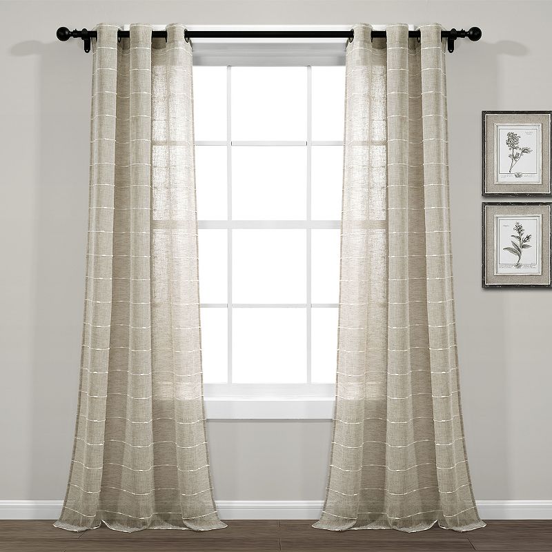 Lush Decor Farmhouse Textured Grommet Sheer Window Curtain Set