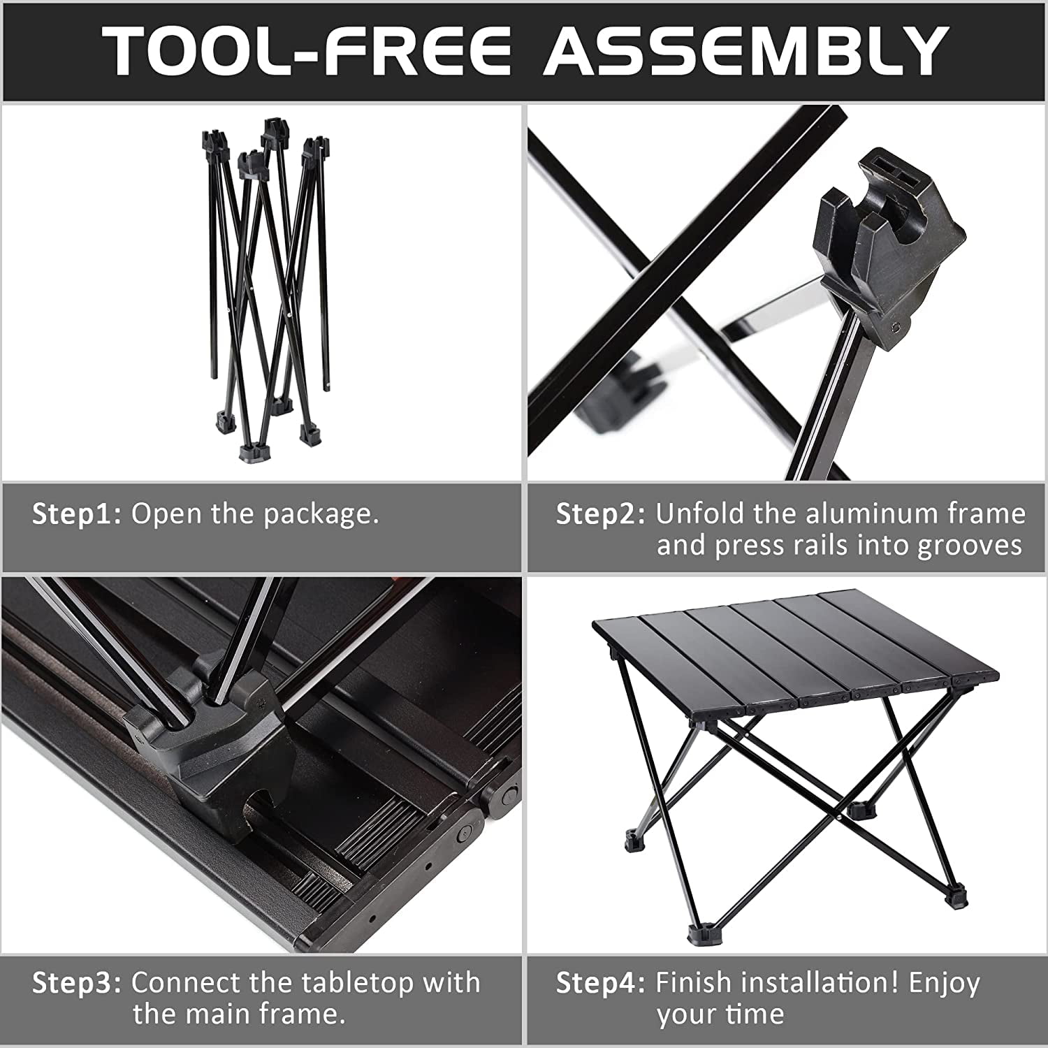 Portable Camping Table， Lightweight Folding Table with Aluminum Table Top and Carry Bag， Easy to Carry， Perfect for Outdoor，Travel， Picnic