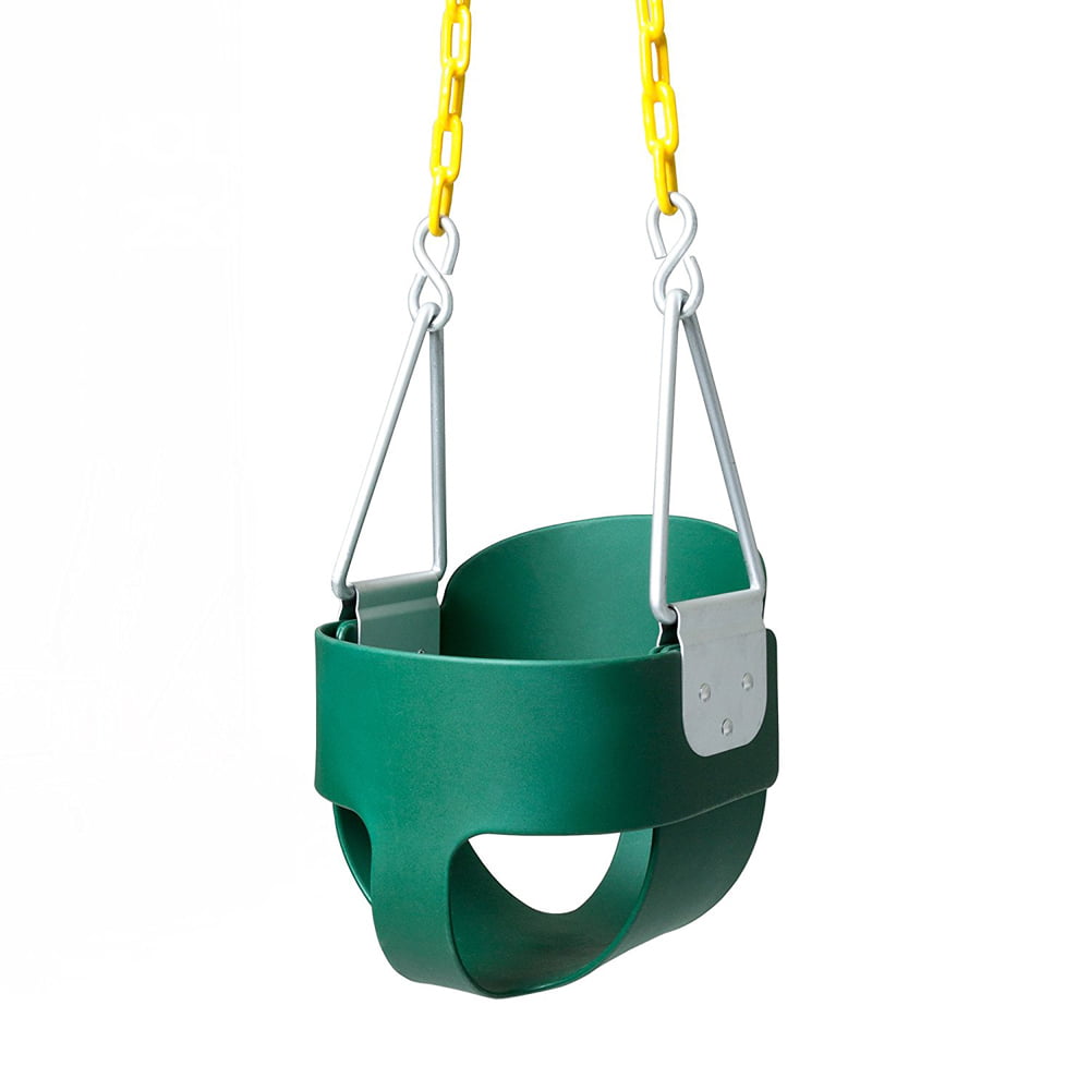 GoDecor Toddler Swing， Kids Bucket Seat with Chains， Green