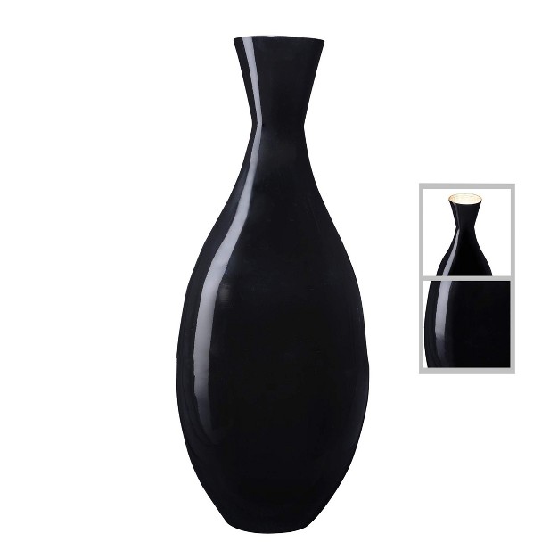 Shopsmaniay Handcrafted 24 Tall Black Bamboo Vase Decorative Tear Drop Floor Vase For Silk Plants Flowers Filler Decor Sustainable Bamboo