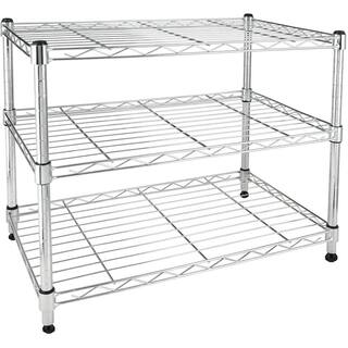 cadeninc Silver 3-Tier Heavy-Duty Metal Wire Shelving Unit (24 in. L x 14 in. W x 20 in. H) Mile-LQD0-I5A