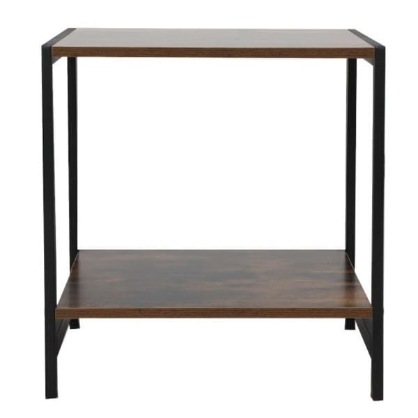 Compact Rustic Industrial Side Table W/ Storage Shelf - 18.9