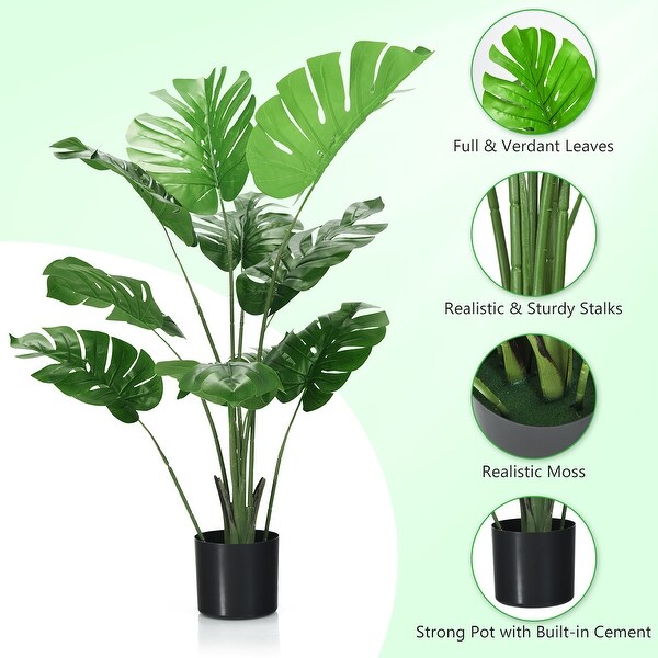 Costway 4FT Artificial Monstera Deliciosa Plant Palm Tree Indoor