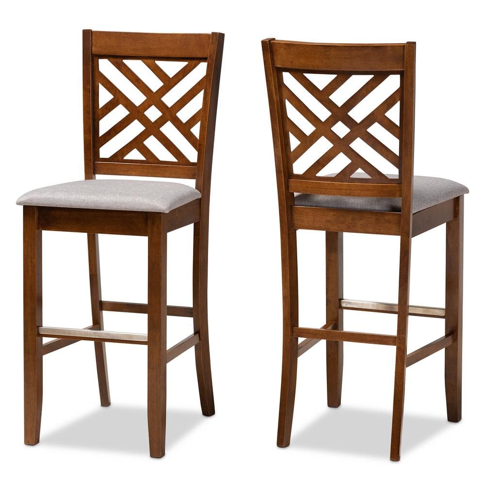 Baxton Studio 28.3 in. Jason Grey and Walnut Bar Stool (Set of 2) 167-2PC10852-HD