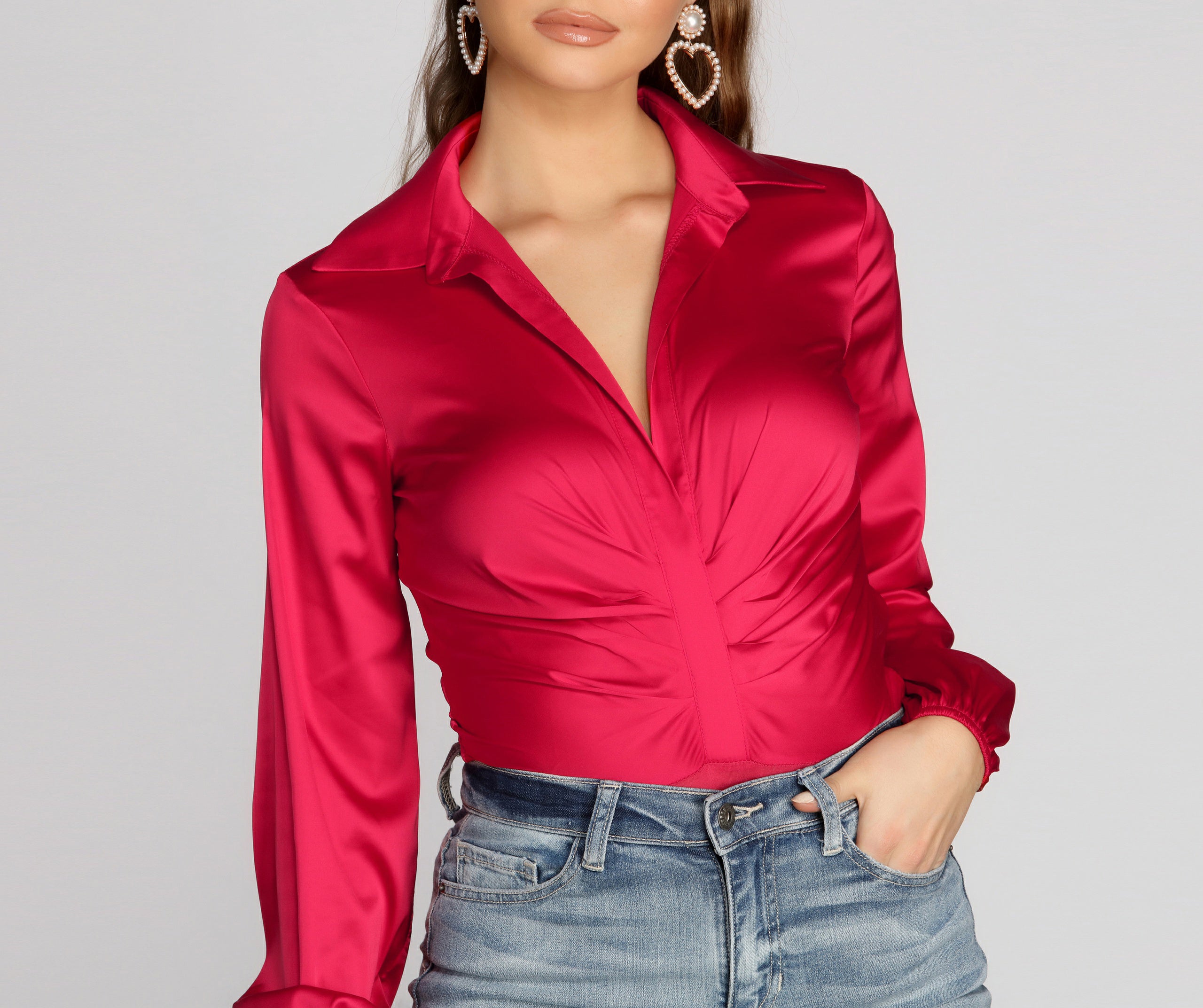 Classic Satin Collared Bodysuit