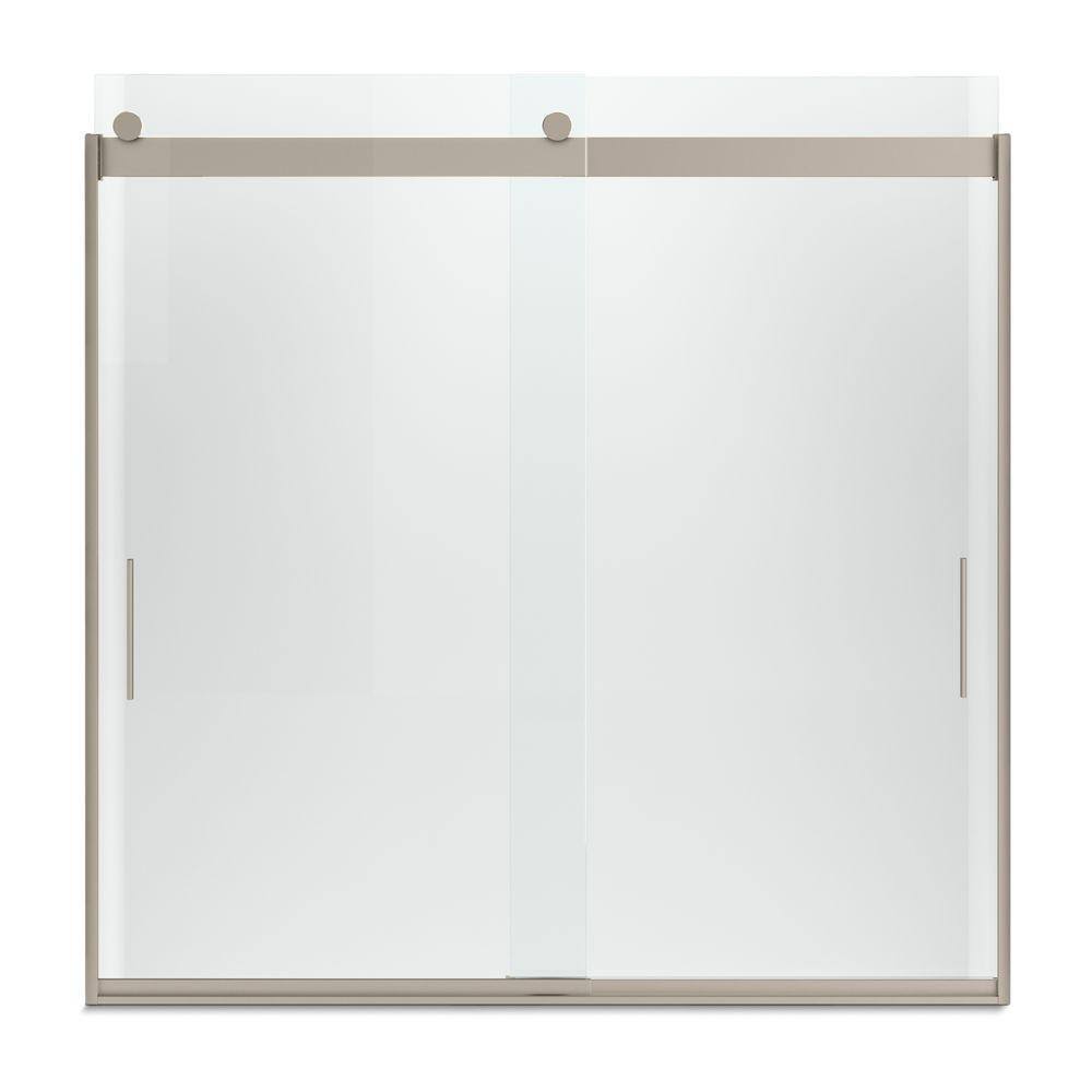 KOHLER Levity 59 in. x 59.75 in. Semi-Frameless Sliding Tub Door in Bronze with Handle K-706002-L-ABV