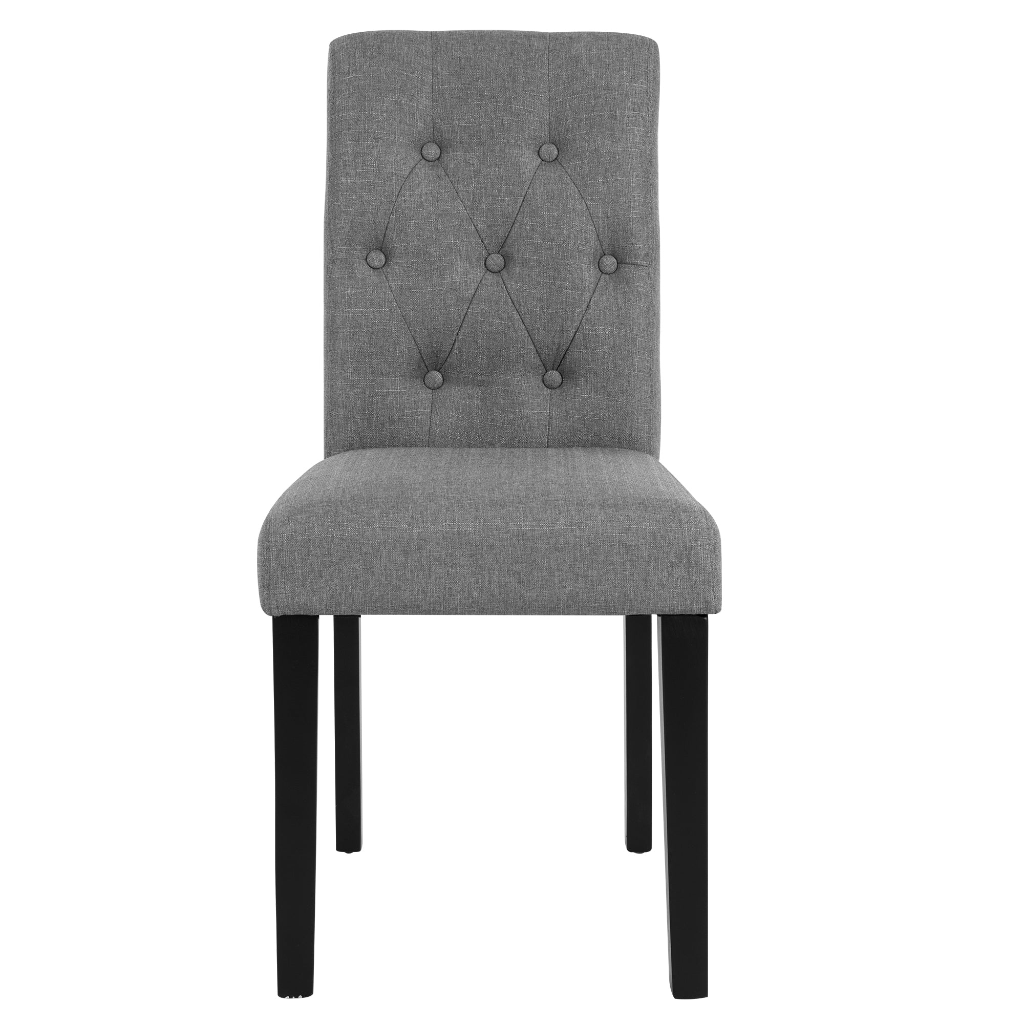 Mid Back Parons Fabric Upholstered Dining Chairs with Button Tufting， Gray， Set of 2