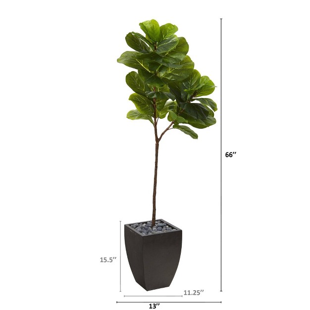 Nearly Natural 5.5-ft Fiddle Leaf Artificial Tree In Black Planter (real Touch)