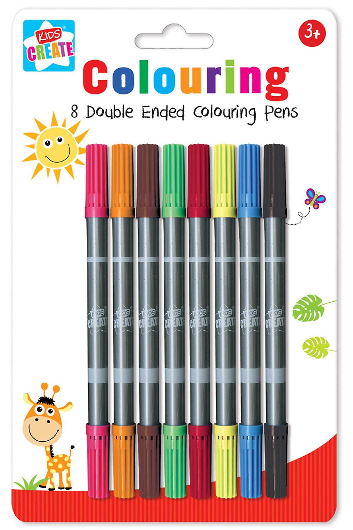 8 Double Ended Thick Thin Nibbed Colouring Pens Kids