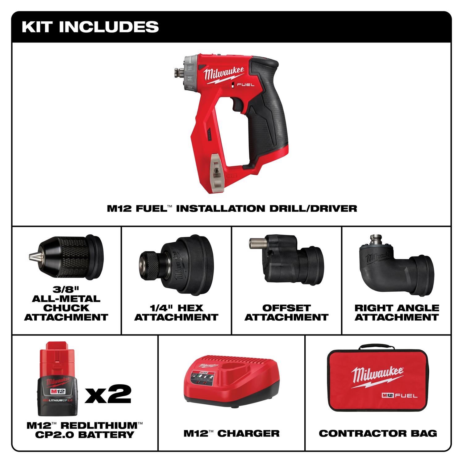 MW M12 FUEL 12 V 3/8 in. Brushless Cordless 4-in-1 Installation Driver Kit (Battery \u0026 Charger