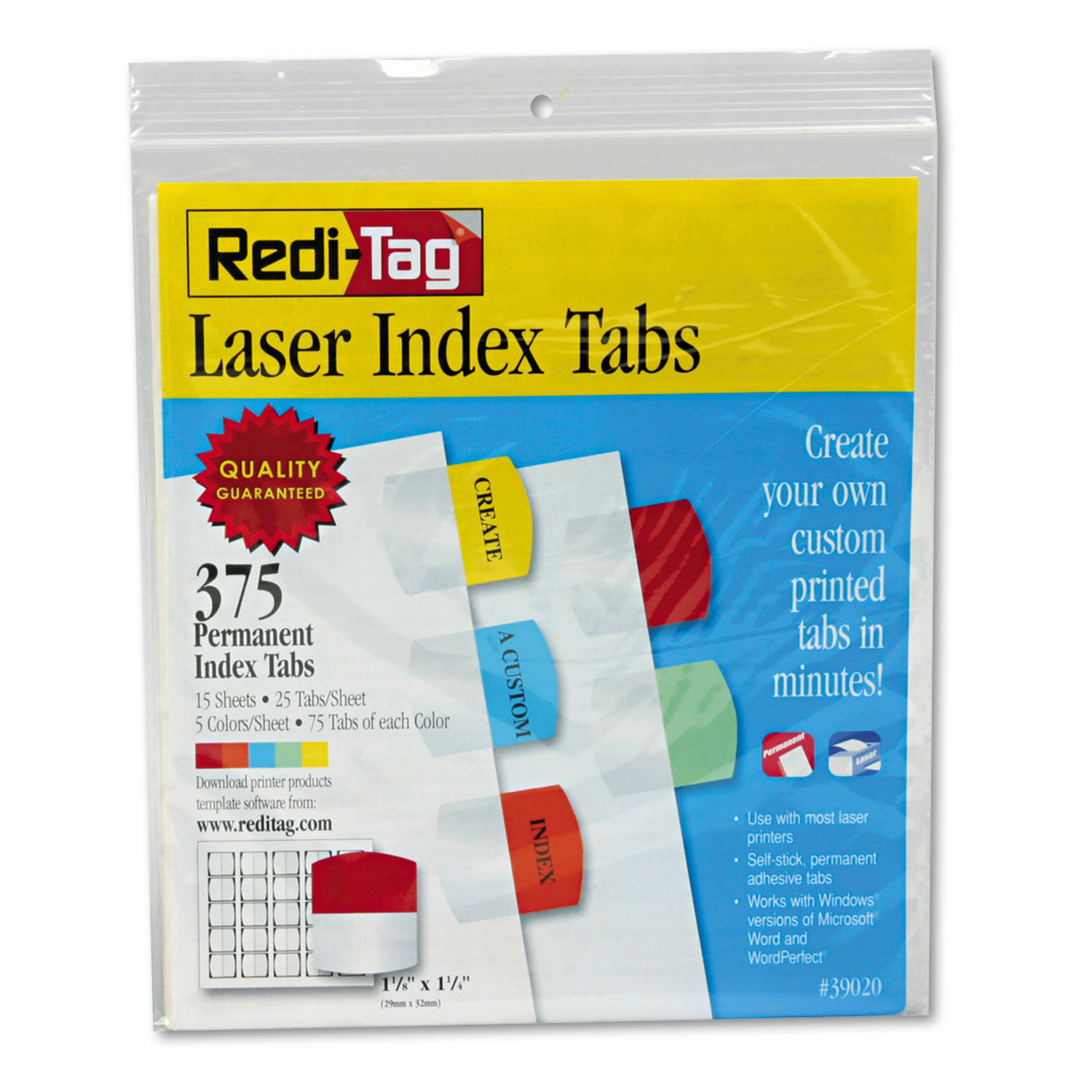 Inkjet Printable Index Tabs by Redi-Tagandreg; RTG39020