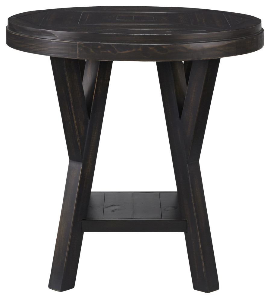 Market Street West Round End Table  Black Pepper/Brown   Transitional   Side Tables And End Tables   by Progressive Furniture  Houzz