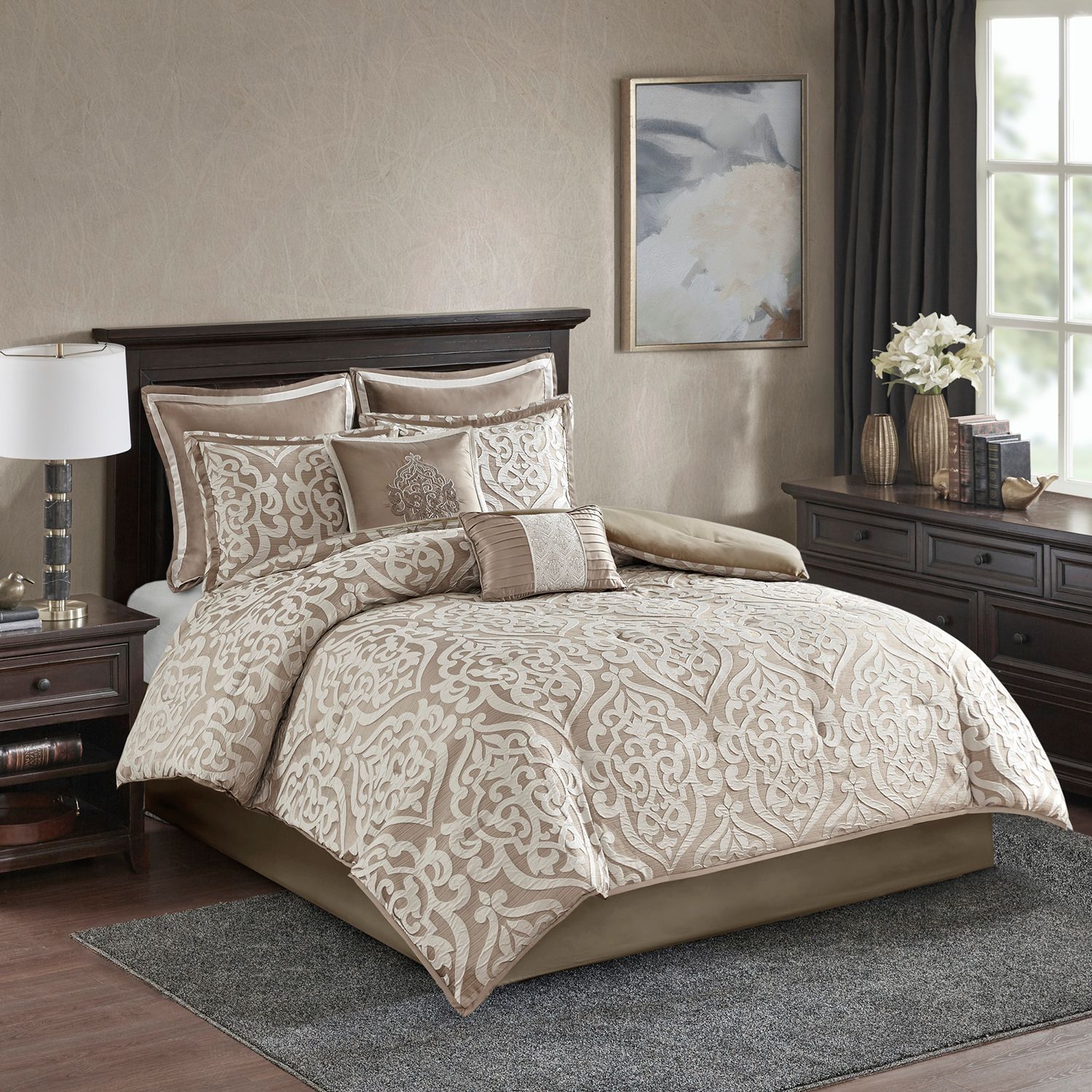 Madison Park Dillon 8-Piece Jacquard Comforter Set with Throw Pillows