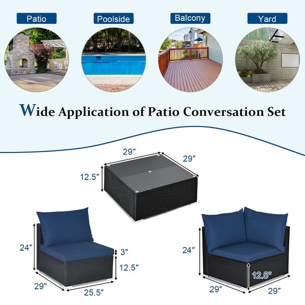 Costway 7PCS Patio Rattan Sofa Set Sectional Conversation Furniture