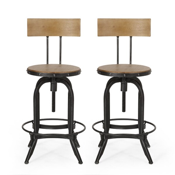 Ximen Modern Industrial Firwood Adjustable Height Swivel Barstools (Set of 2) by Christopher Knight Home