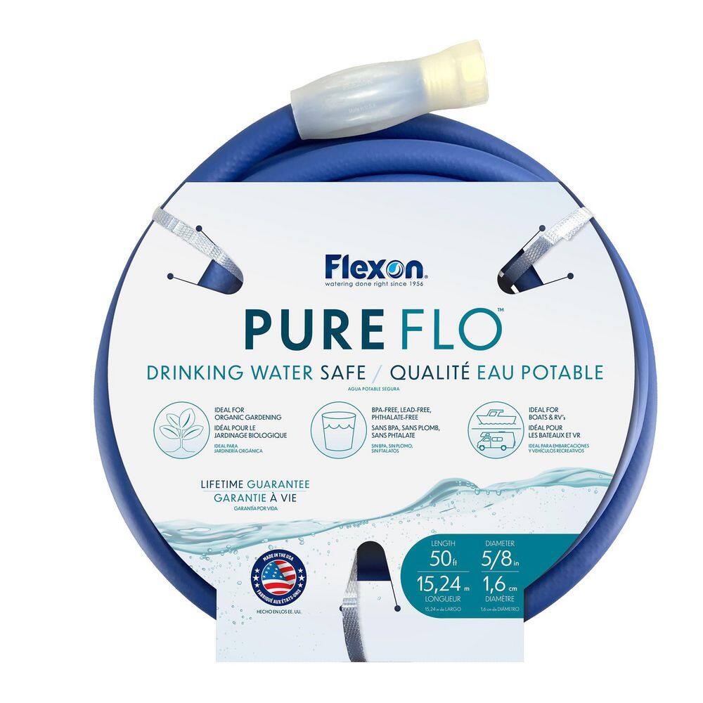 Flexon PureFlo 58 in. Dia x 50 ft. BPA Free Drinking Water Safe Garden Hose PF5850