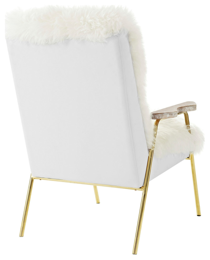 Sheepskin Armchair  Mid Century Modern Fur Accent Chair  Gold Lounge Chair   Contemporary   Armchairs And Accent Chairs   by mod space furniture  Houzz