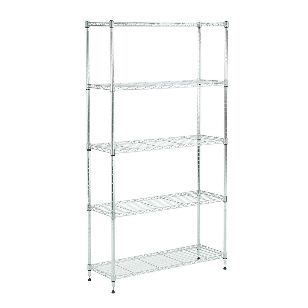 MZG Chrome 5-Tier Steel Shelving (11.8 in. x 33.5 in. x 59 in.) 3085150OAH501SG