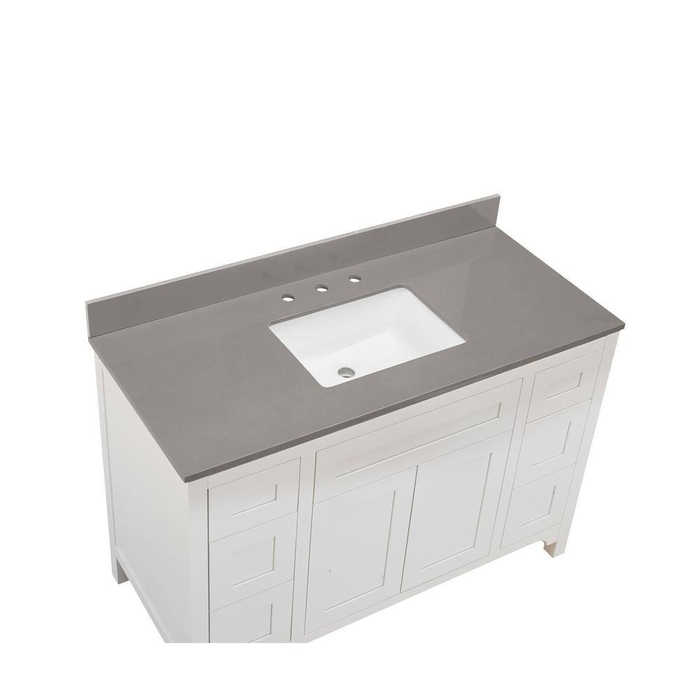 Altair Madrid 49 in W x 22 in D Composite Stone Vanity Top in Concrete Grey with White Rectangular Single sink