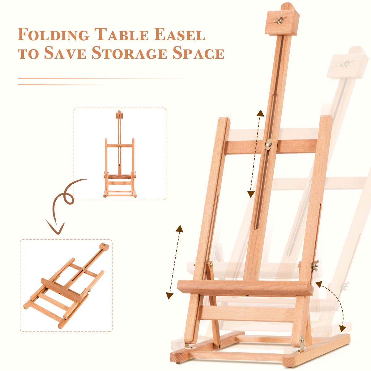 Costzon Folding Tabletop Art Easel, Artists H-Frame Easel w/Adjustable Canvas Holder