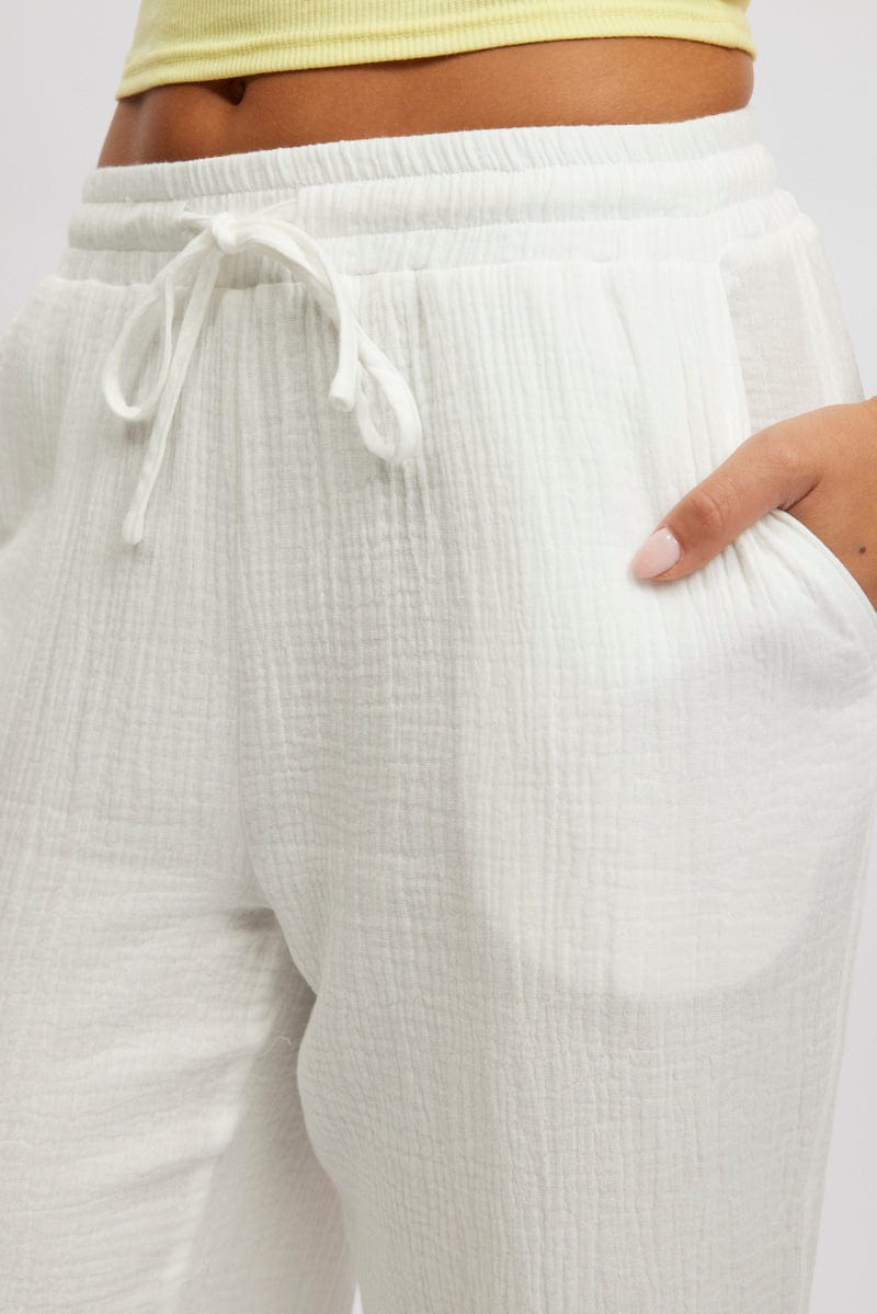 White Wide Leg Pants Elasticated Waist