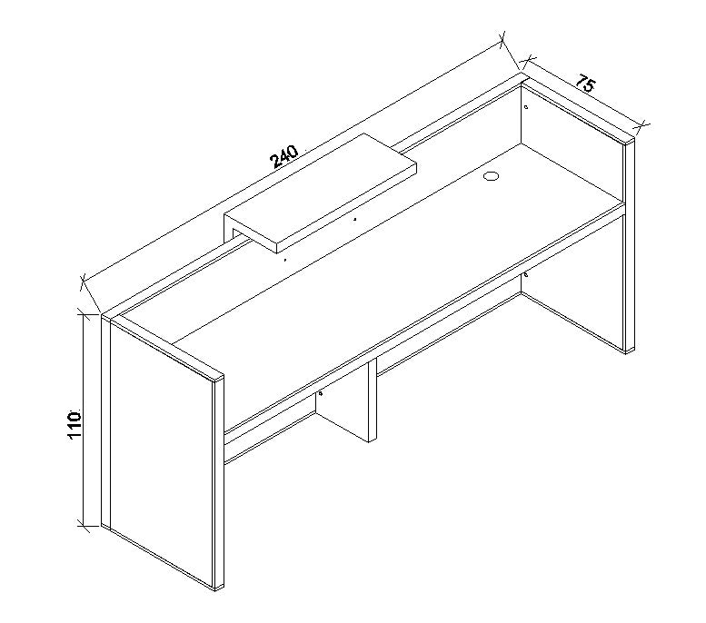 DEWITT Reception Desk 2.4M - Tobacco & Dark Concrete