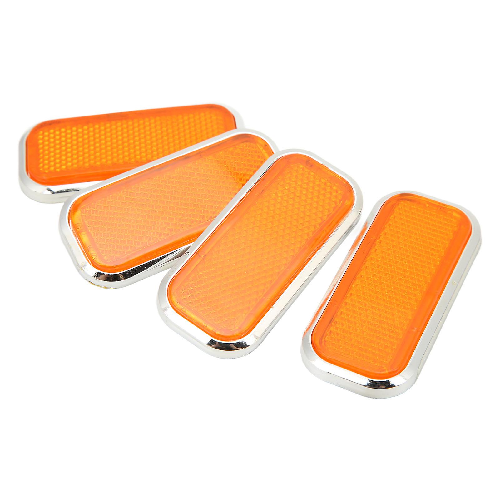 4pcs Rectangular Reflector Safety Abs Reflective Sticker Universal For Car Motorcycleorange